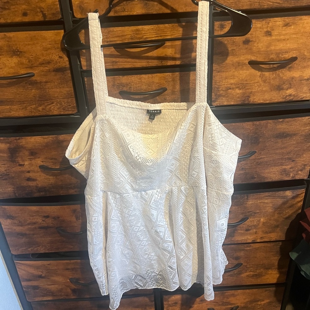 Torrid White Textured Lace Blouse